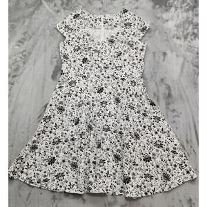 Bbonlinedress Dress Womens 3XL White Black Skull Floral Fit Flare Short Sleeve